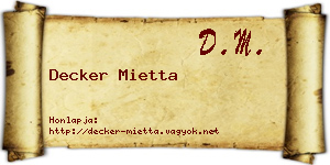 Decker Mietta névjegykártya